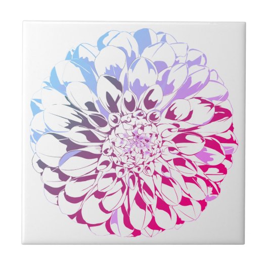 Carreau Dahlia flower ceramic tile - bright pink tones (Devant)