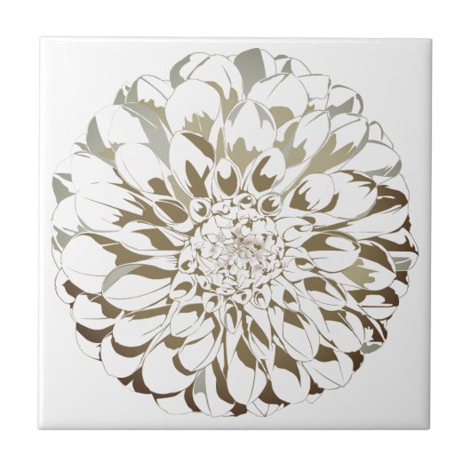 Carreau Dahlia flower ceramic tile - brown tones (Devant)