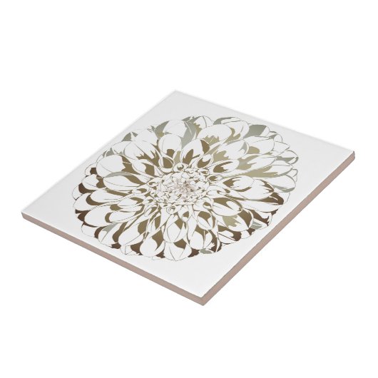 Carreau Dahlia flower ceramic tile - brown tones (Côté)