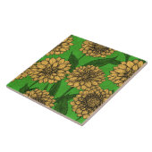Carreau Dahlias en jaune et vert (Côté)