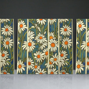 Carreau Daisies Art Nouveau sans couture fleurs blanches b