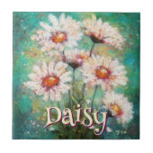 Carreau Daisies Impressionistic Floral Teal Personalized (Devant)
