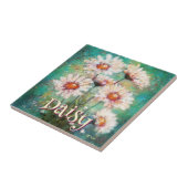 Carreau Daisies Impressionistic Floral Teal Personalized (Côté)