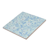 Carreau Daisies in white and blue on sea glass (Côté)