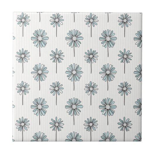 Carreau Daisy Pastel Art en Ligne Rayée (Devant)