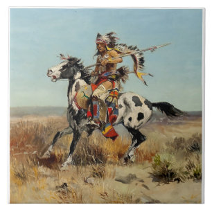 Carreau « Dakota Chief » Art occidental de Charles M Russe