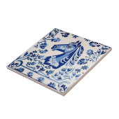 Carreau Dala suédois cheval bleu et blanc (Côté)