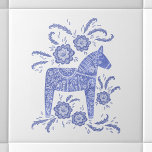 Carreau Dala suédoise Horse Bleu et Blanc Carrelage en cér<br><div class="desc">Un Dala Horse suédois traditionnel design en bleu vert et blanc.</div>