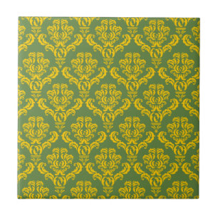 Carreau Damas de l'Empire français en jaune et vert de pal