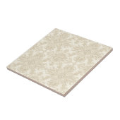 Carreau Damas Élégant Simple Beige Doux (Côté)