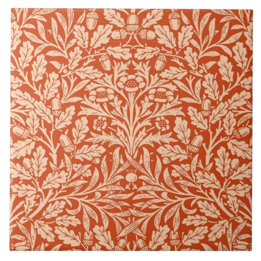 Carreau Damas florales Art Nouveau, Mandarin Orange (Devant)