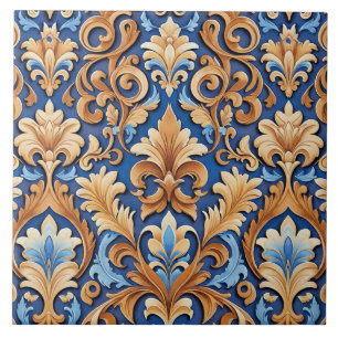 Carreau Damas florales de l'Ouest et cuir Faux