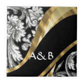 Carreau Damas florales noir et blanc (Devant)