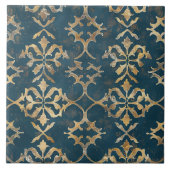 Carreau Damas marocain classique - Bleu profond & Or (Devant)