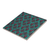 CARREAU DAMASK SKULL CHAUD ROSE SUR TURQUOISE (Côté)
