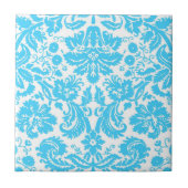 Carreau Damassé de fantaisie bleue et blanche modelée (Devant)