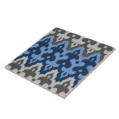 Carreau Damassé d'Ikat de Marocain, bleu et gris/gris (Côté)