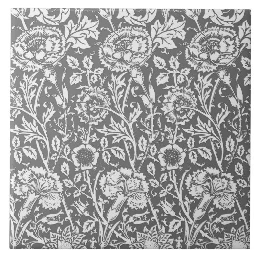 Carreau Damassé d'oeillet de Nouveau d'art, gris/gris (Devant)
