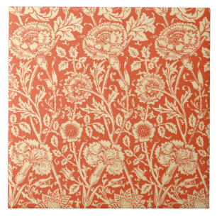 Carreau Damassé d'oeillet de Nouveau d'art, mandarine