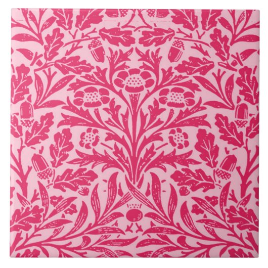 Carreau Damassé florale de Nouveau d'art, rose fuchsia (Devant)