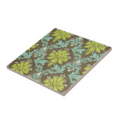 Carreau Damassé vintage de Celadon et d'Aqua (Côté)