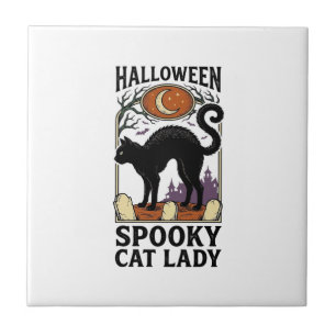 Carreau Dame de chat d'Halloween Vintage T-shirt de chat n