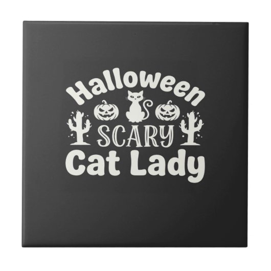 Carreau Dame de chat effrayante Halloween_1 (Devant)