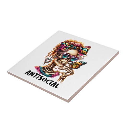 Carreau Dame de squelette antisociale (Côté)