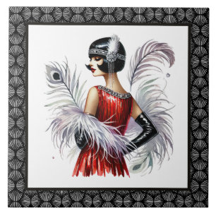 Carreau Dame élégante Art Déco 