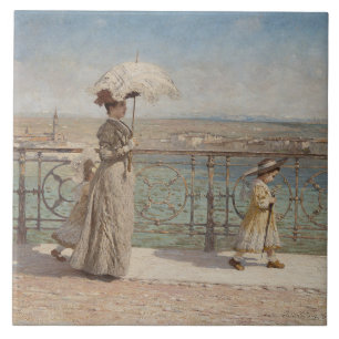 Carreau Dame et filles sur le pont Ponte Nuovo, Vérone