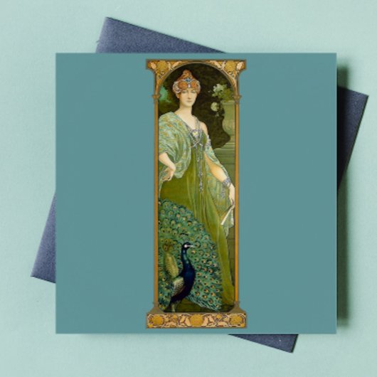 Carreau Dame et paon Art Nouveau