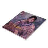 Carreau Dame japonaise avec une bouteille de parfum (Côté)