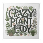 Carreau Dame Plante folle<br><div class="desc">Carrelage en céramique plante dame mignonne, avec type décoratif et verdure feuillue et plantes. Offrez-le à un passionné de plante, jardinier, paysagiste. Un produit parfait pour une pépinière plante. Parfait pour votre hangar à pots ou pour votre hangar. REMARQUE : lorsque vous retirez, vous avez la possibilité d'ajouter un cadre...</div>