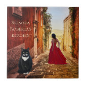 Carreau Dame romantique d'art italien en Carrelage rouge (Devant)