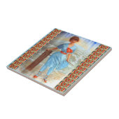 Carreau Dame victorienne des années 1890 sur la plage (Côté)