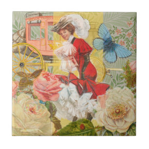 Carreau Dame victorienne femme élégante riche illustration