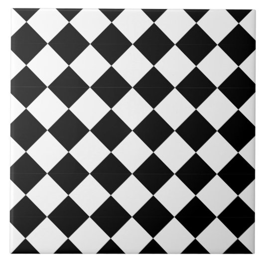 Carreau Damier diagonal harlequin noir et blanc classique (Devant)