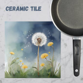 Carreau Dandelion coloré aquarelle Art