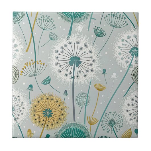 Carreau Dandelion Whimsical - Jaune, Blanc & Turquoise (Devant)