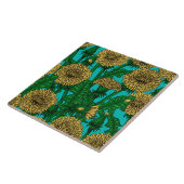 Carreau Dandelions sur turquoise (Côté)