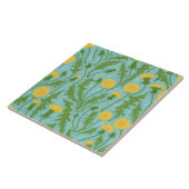 Carreau Dandelions, vert, jaune et bleu (Côté)