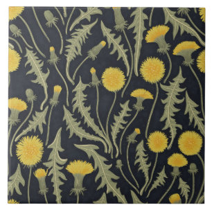 Carreau Dandelions, vert, jaune et noir