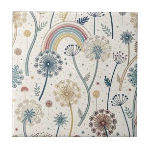 Carreau Dandelions Whimsical Rainbow et Botanical (2)