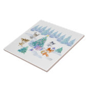 Carreau Danse Animaux de forêt Noël Aquarelle (Côté)