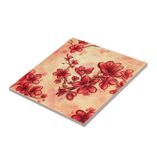 Carreau Danse des fleurs rouges (Côté)