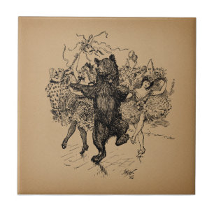Carreau Danse Ours Cirque Vintage Art