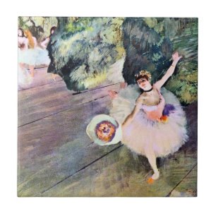 Carreau Danseuse avec un bouquet de fleurs par Edgar Degas