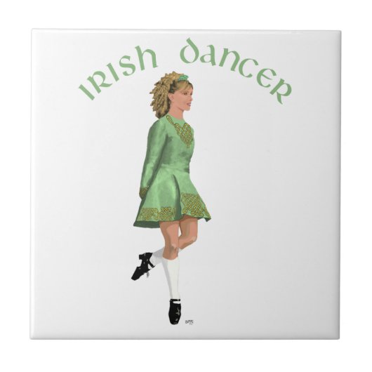 Carreau Danseuse de step irlandais - Vert (Devant)