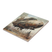Carreau Dark Academia Steampunk Dirigeable Sépia (Côté)