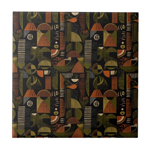 Carreau Dark Mid Century Geometric Pattern (1) (Devant)